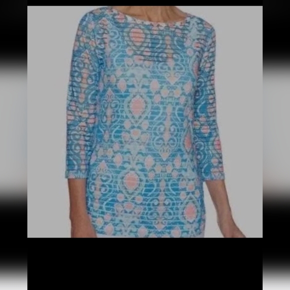 Ruby Rd. Woman's Multicolor Striped Stretch Scoop Neck 3/4 Sleeve Blouse Size S - Picture 10 of 15